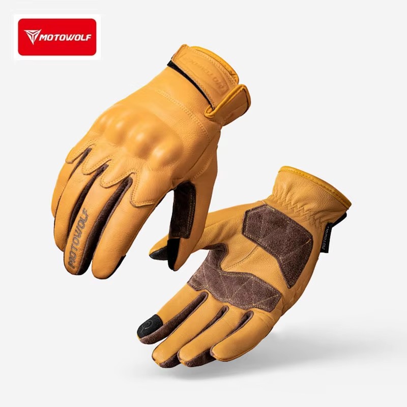 Motorcycle Glove Knuckle - Deri motosiklet eldivenleri Retro bisiklet eldiveni